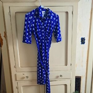 Laundry by Design Blue and White Chain Patterned Dress